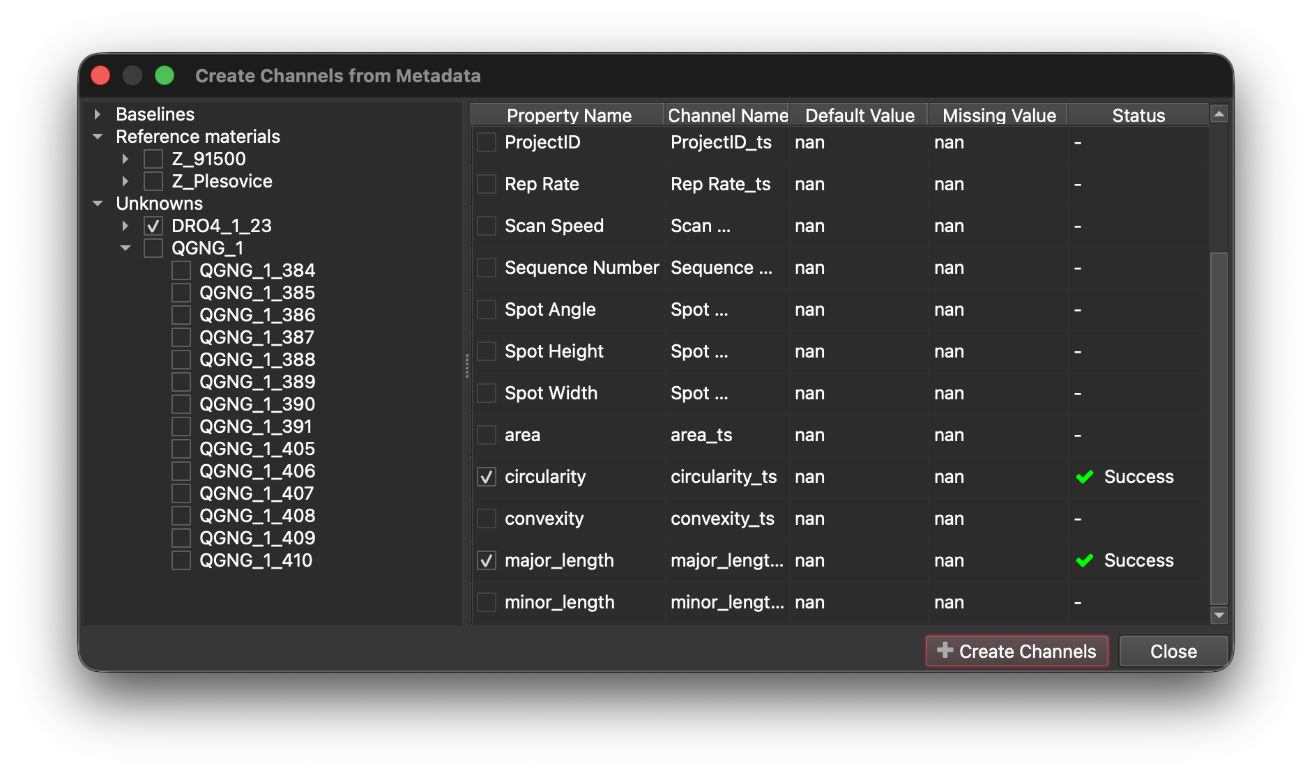 Channels from Metadata